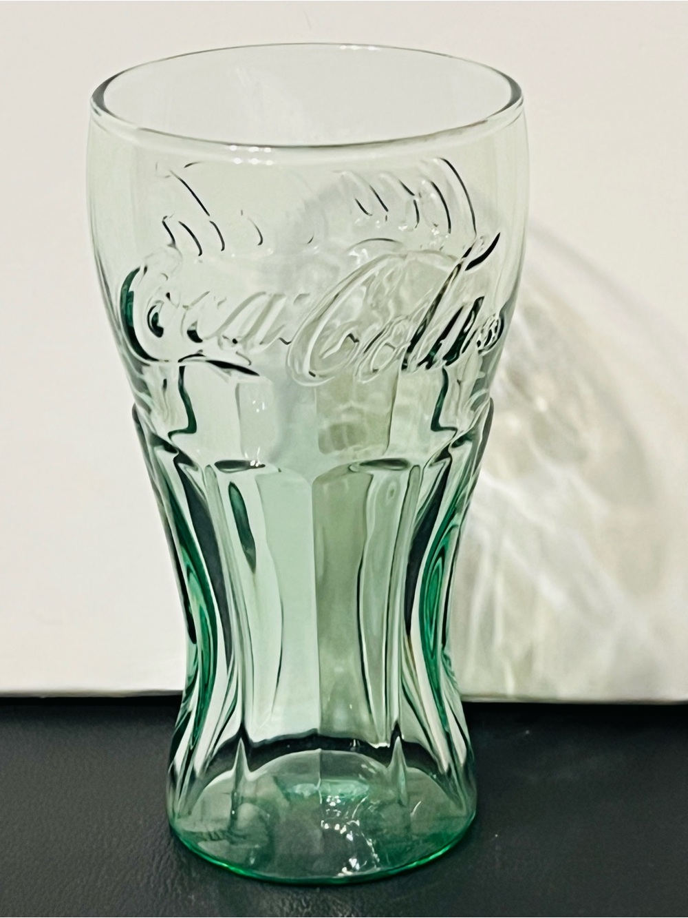 Vintage Coca Cola Embossed Green Glass Tumbler